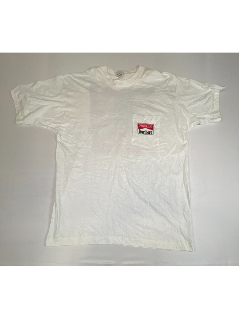 Vintage Marlboro Adventure Team Men One Size Made in USA White Graphic T Shirt